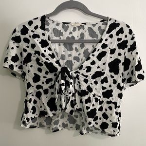PACSUN Cow Print Tie T-Shirt